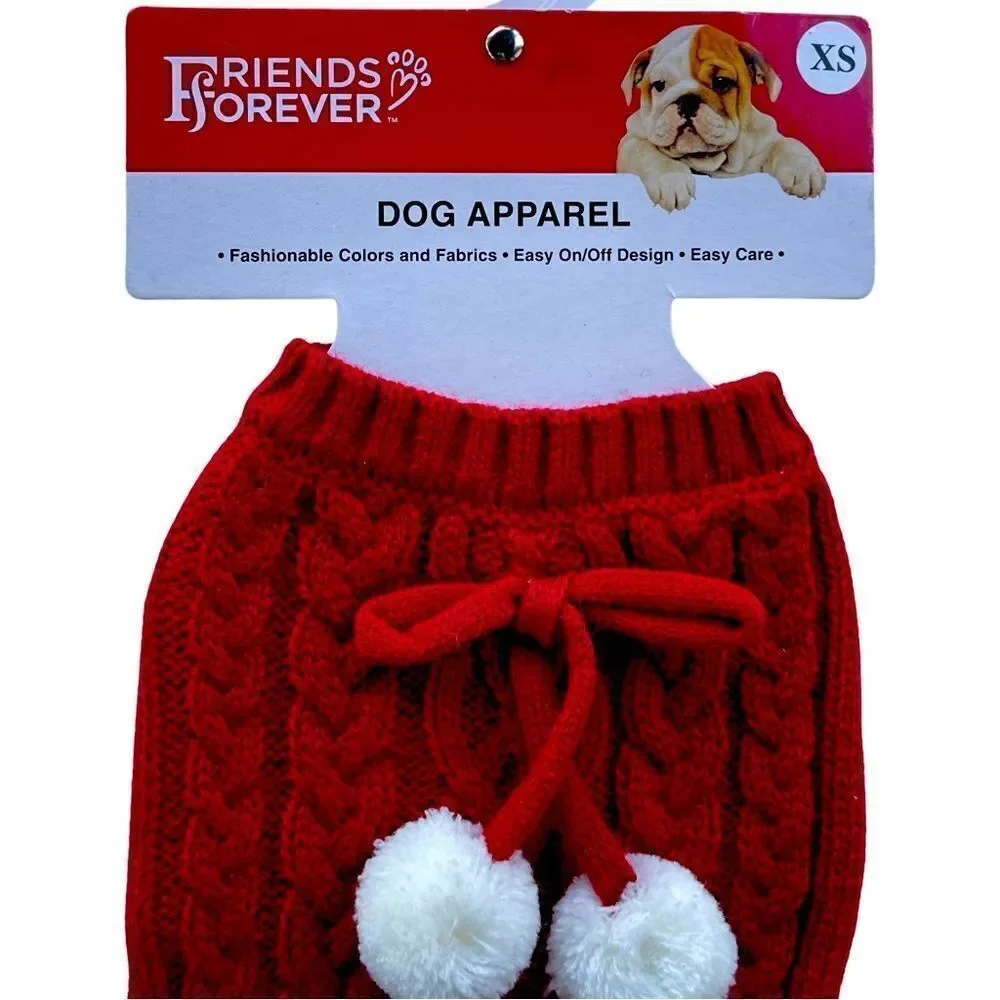 Friends Forever Sweater Plaid Skirted Winter Dog Outfit Red/Blk/White XS NWT